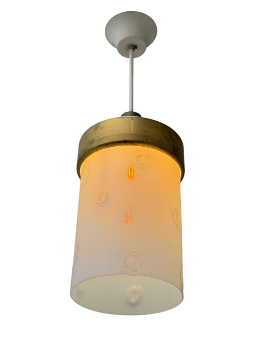 Mid-Century Modern Murano Pendant Lamp, Bronze & Milk Glass, 1960s